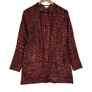 J. Jill Women's Variegated Knit Open Front‎ Long Line Cardigan Sweater w Pocket